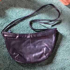 Black Italian Made Leather Shoulder Bag, two Separate Sections Zippered Security